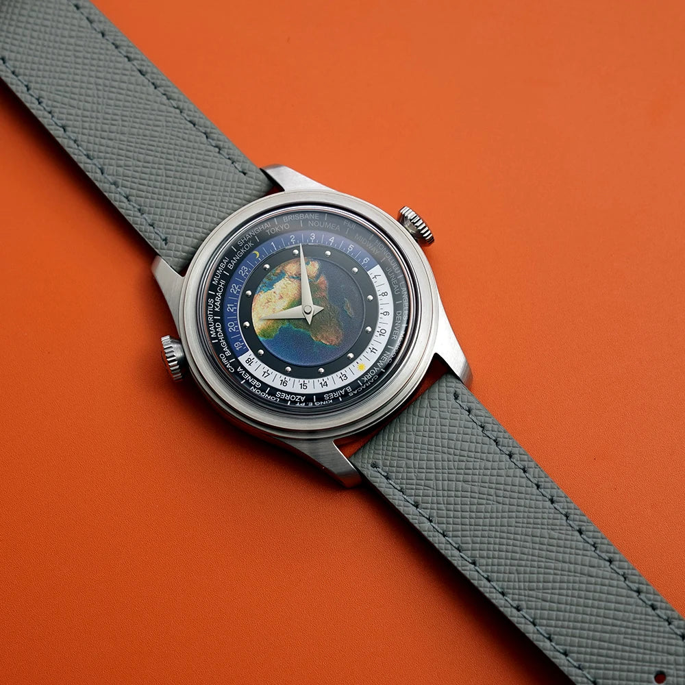 Enamel Elegance World Time Mechanical Watch