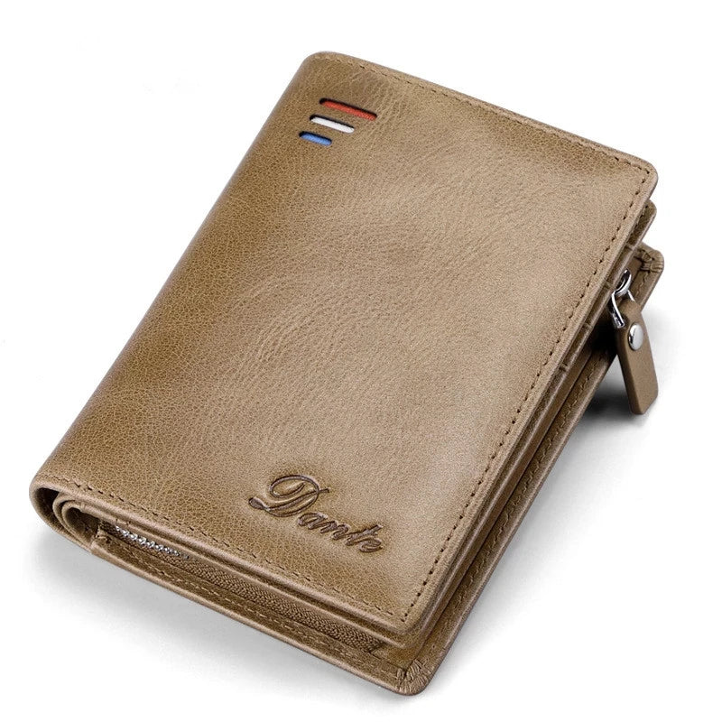 Men's Retro RFID Anti-Theft Cowhide Wallet - Large Capacity Short Design