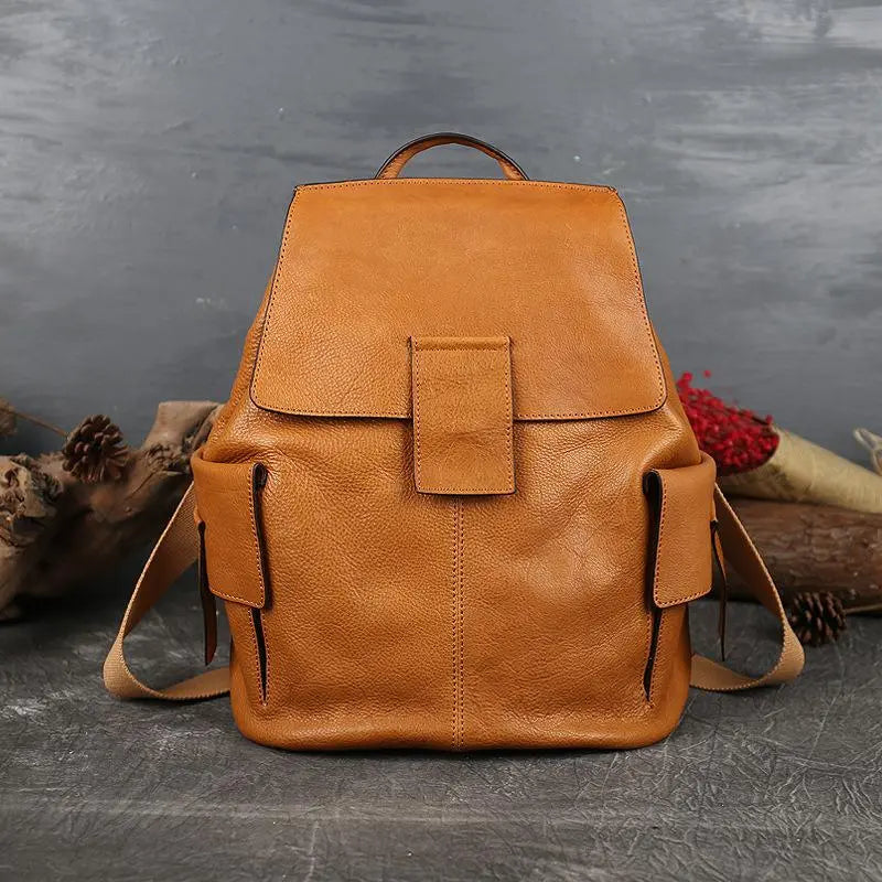 Leather Elegance: Premium Cowhide Anti-Theft Backpack