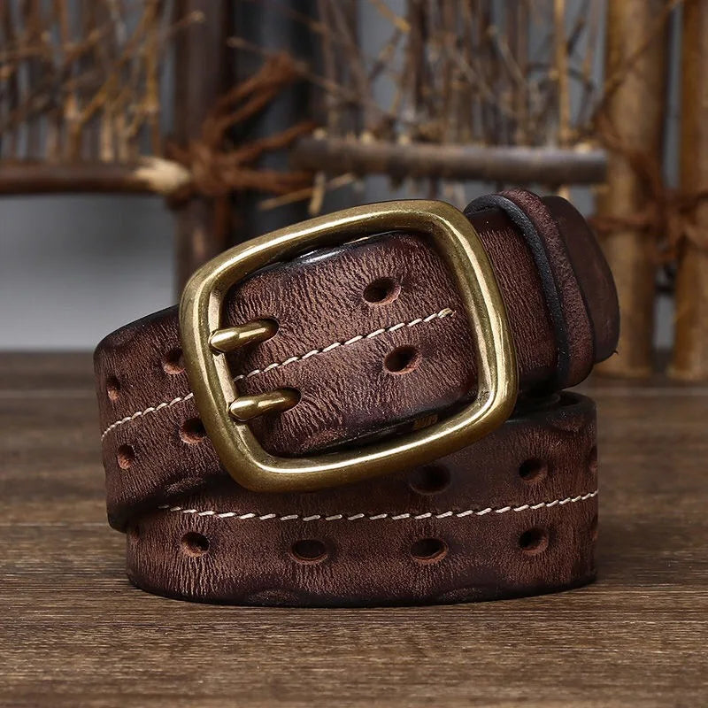 The Brownstone: Men's Handmade Cowhide Leather Belt