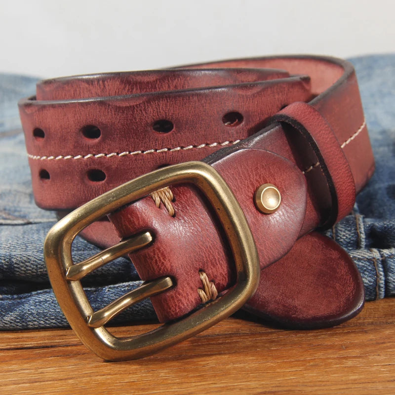 The Brownstone: Men's Handmade Cowhide Leather Belt