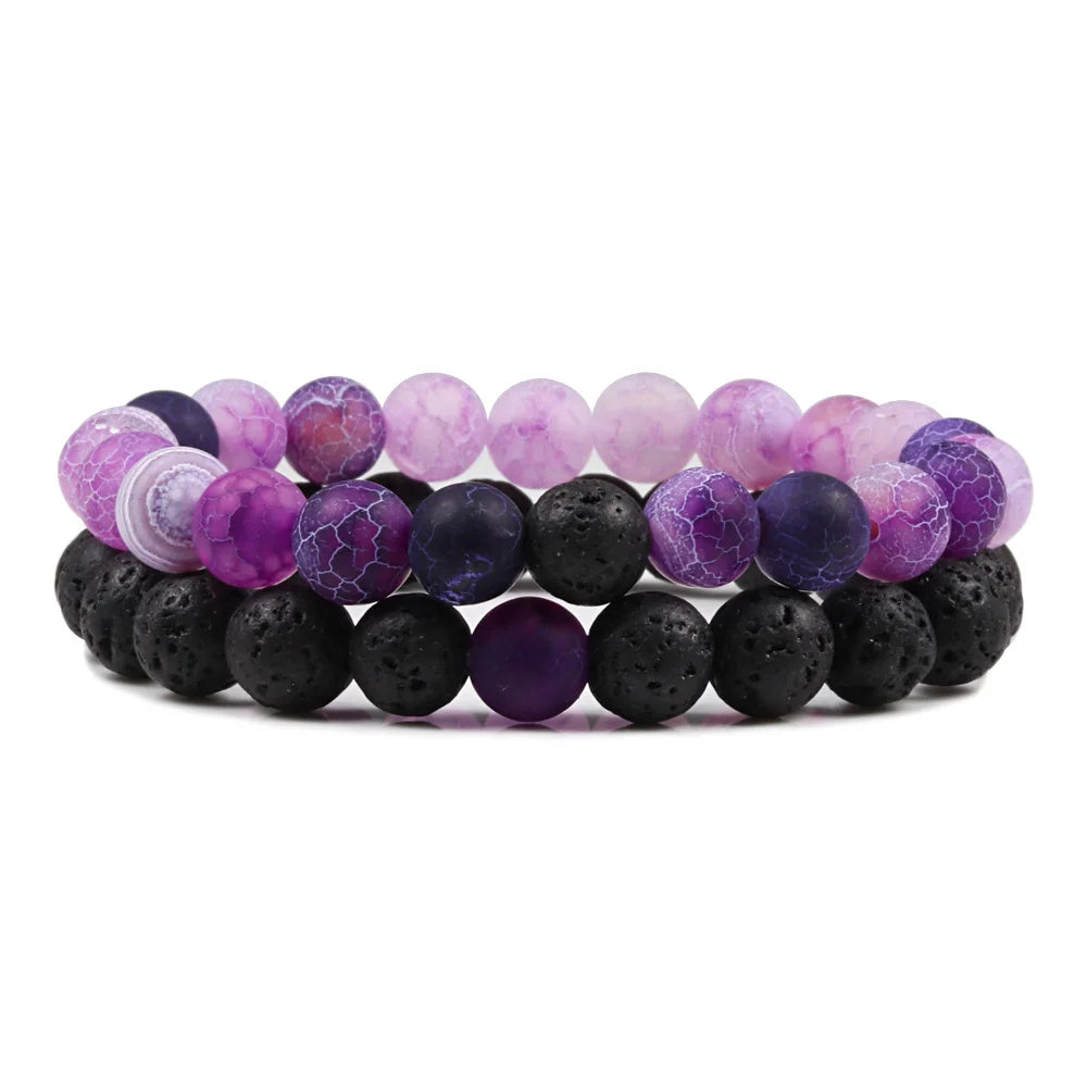 Conjunto de pulseras de piedra de lava Eternal Bond