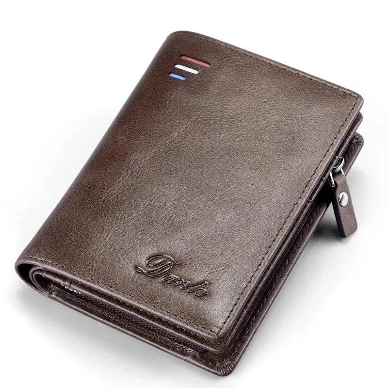 Men's Retro RFID Anti-Theft Cowhide Wallet - Large Capacity Short Design