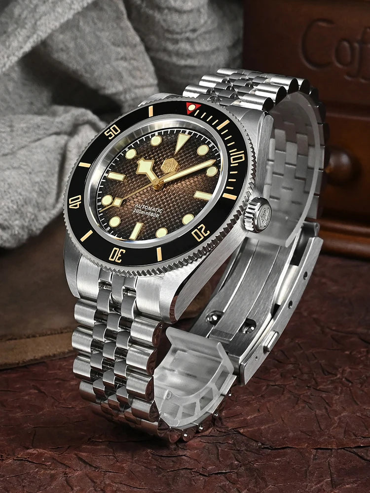 Reloj de buceo San Martin NH35 con esfera tipo gofre 3D de 40 mm