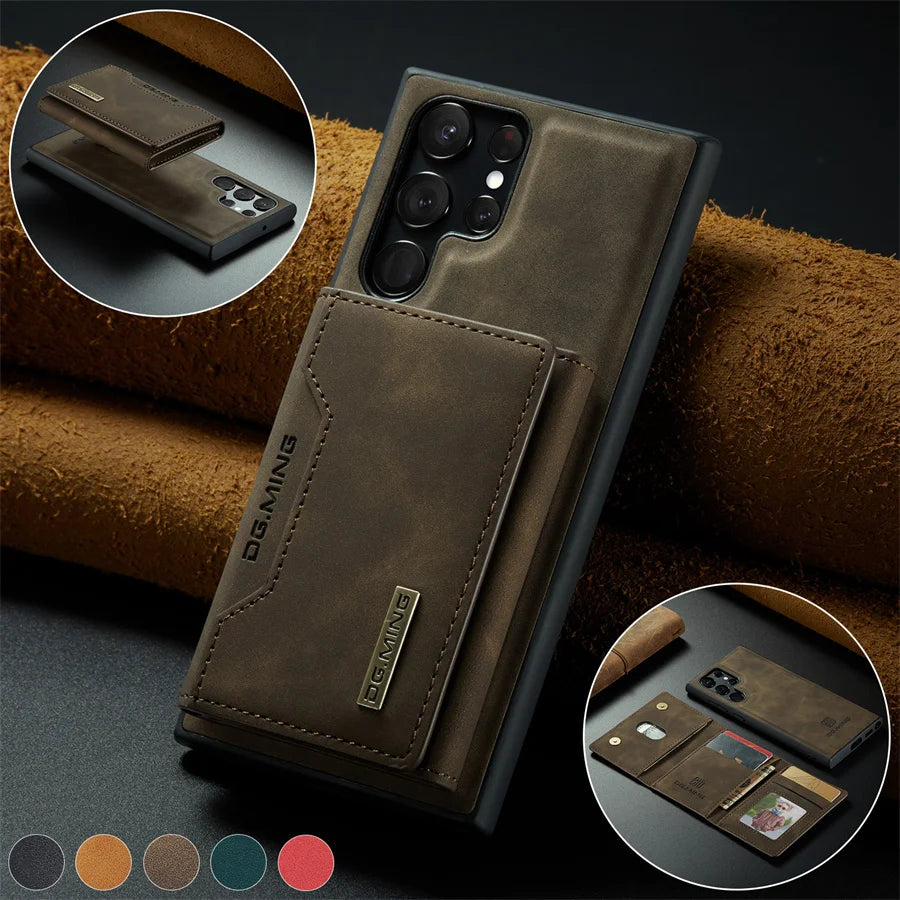 LuxuryLeatherGuard - Magnetic Wallet Case for Samsung Galaxy S20 S21 FE S22 Plus