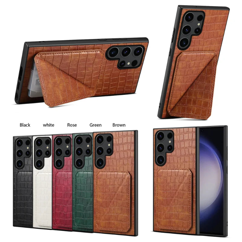 LuxGuard Leather Wallet Case for Samsung Galaxy S23 Ultra - Card Holder & Stand