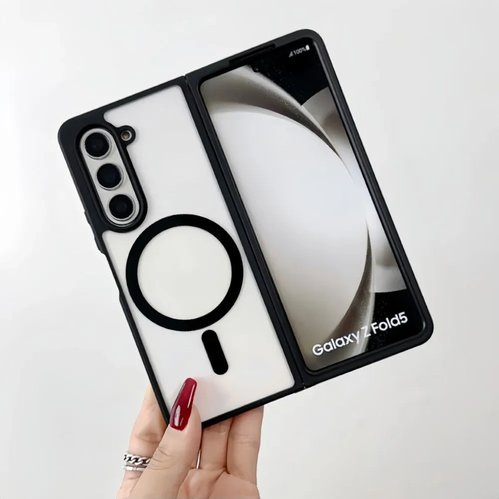 Galaxy GlareGuard: Transparent Magnetic Shockproof Case for Samsung Galaxy Z Fold 5