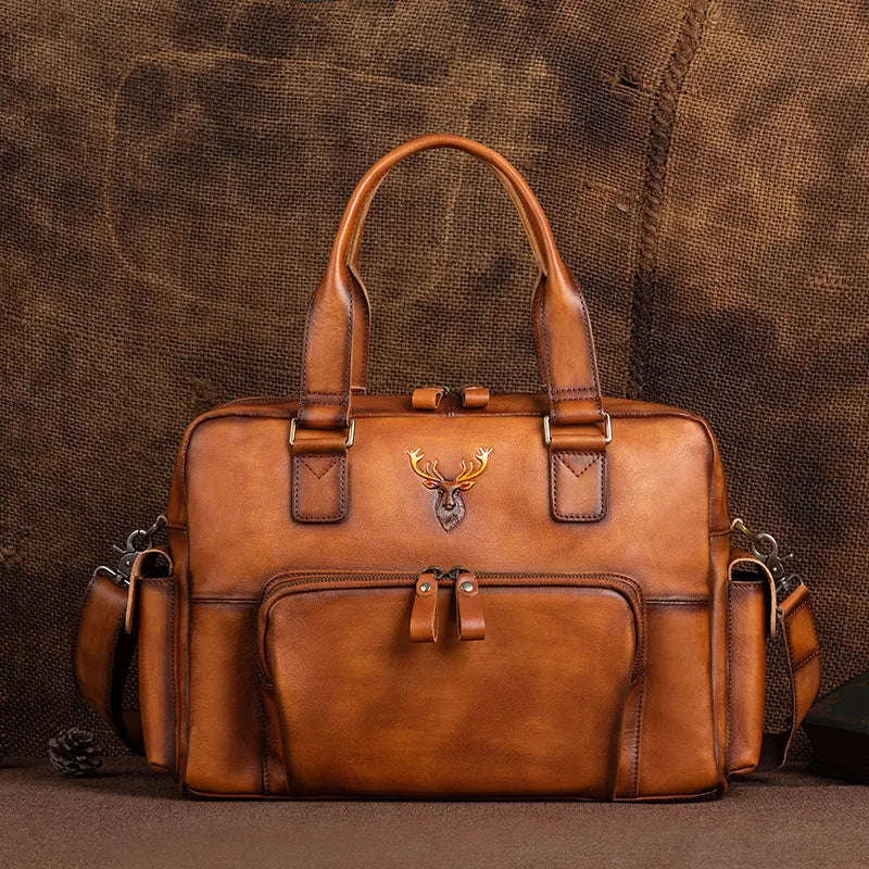 Luxury Leather Elegance: Vintage Tote Handbag for Women