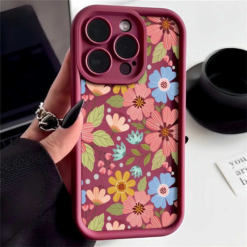 Cartoon & Floral Pattern OPPO Phone Cover