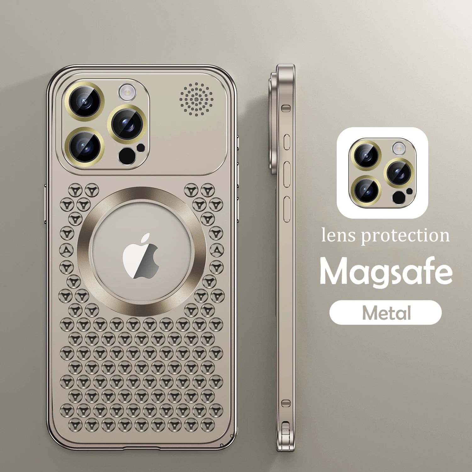 Elite Metal MagSafe Phone Case for iPhone 15/14 Pro Max with Aromatherapy and Lens Film