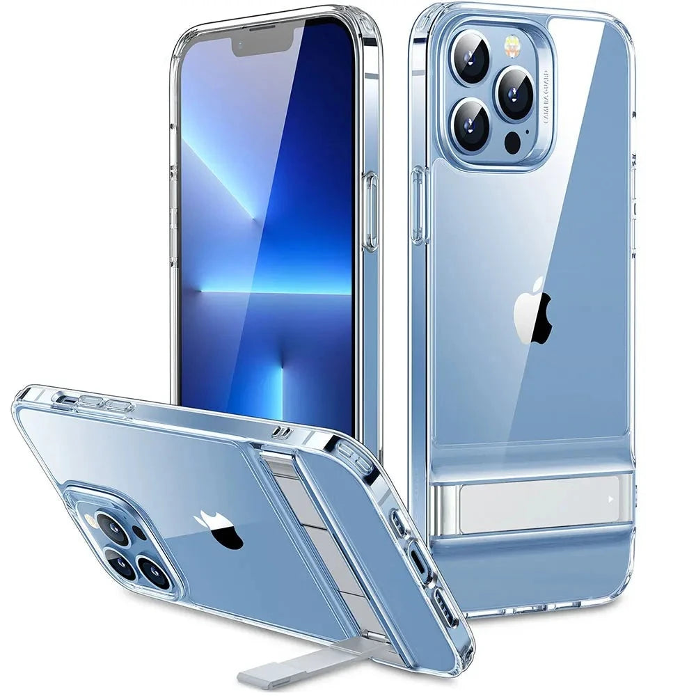 Funda transparente con función atril FlexiPro para iPhone serie 7-15