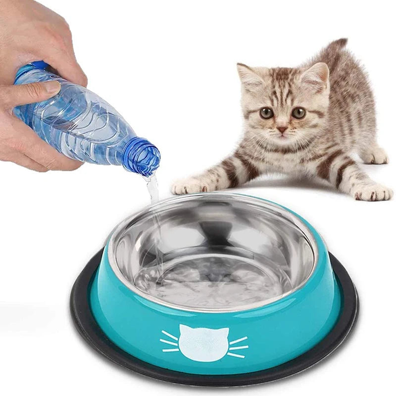 Non-Slip Stainless Steel Pet Bowl with Quiet Feeding