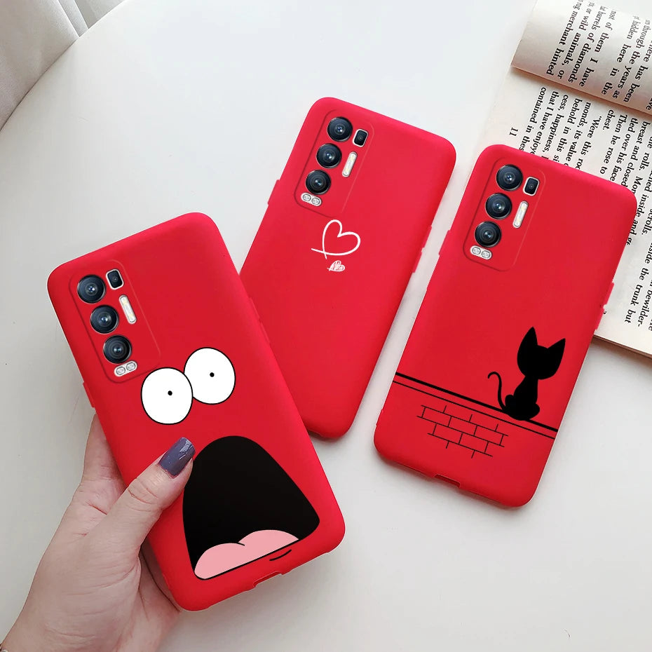 OPPO Find X3 Neo Funda de silicona con dibujos animados de gato lindo