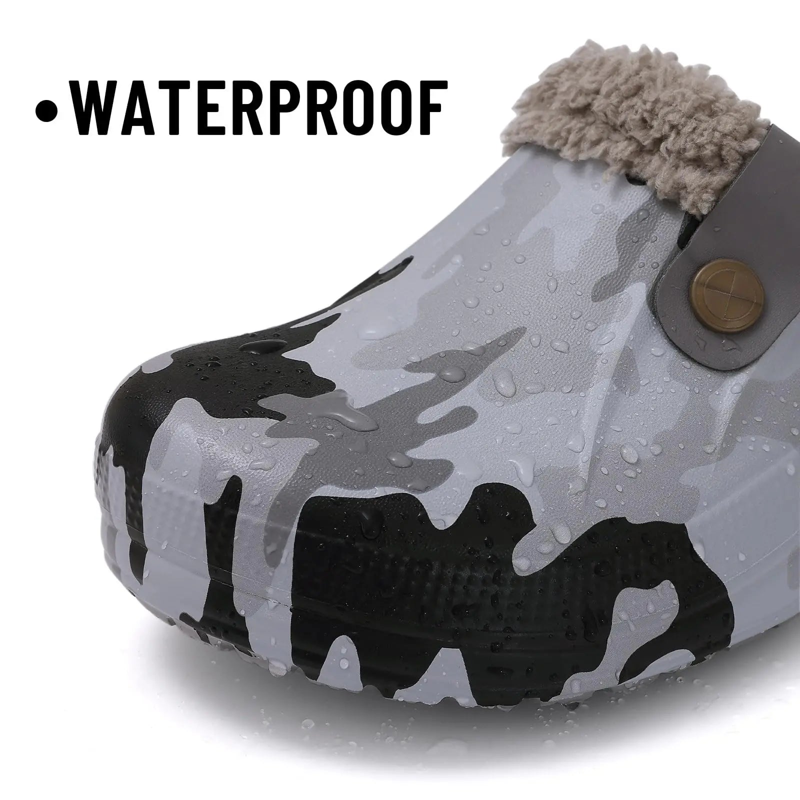 Men’s Waterproof Soft Fur Clogs – Anti-Skid Winter Slippers