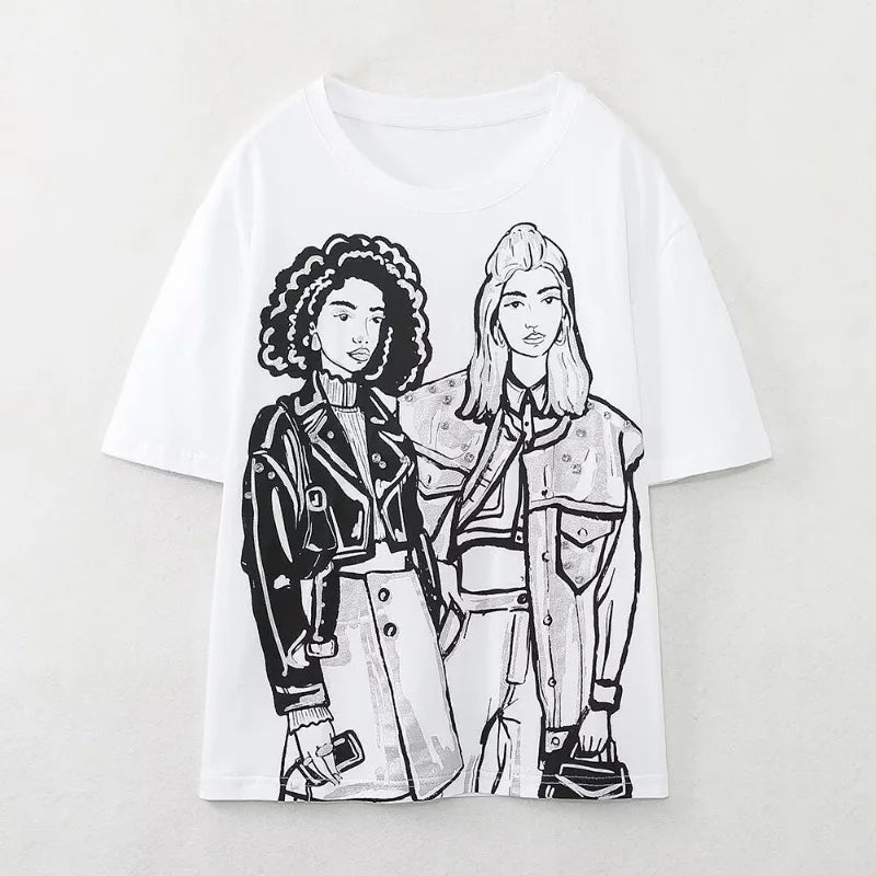 Embroidered Hand-Painted Y2K Women's T-Shirt