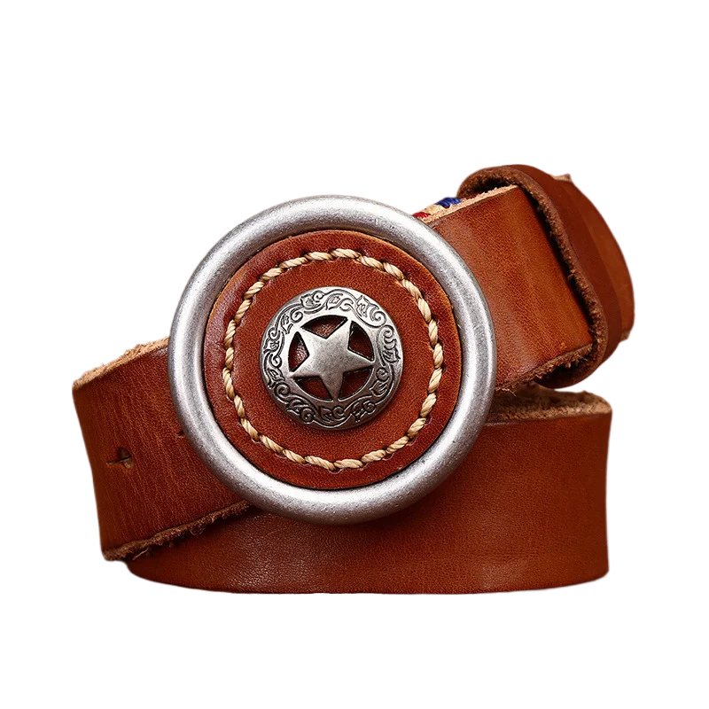 Men's Classic Cowhide Leather Belt - Personalized Retro