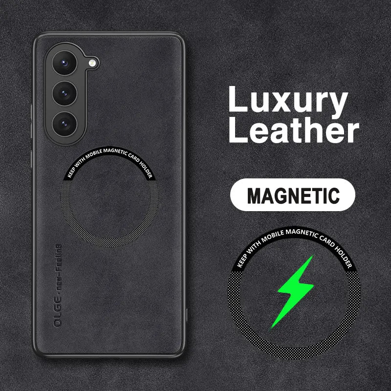 LuxGuard Magnetic Leather Case for Samsung Galaxy S23 S22 Ultra S21 FE S20 Plus