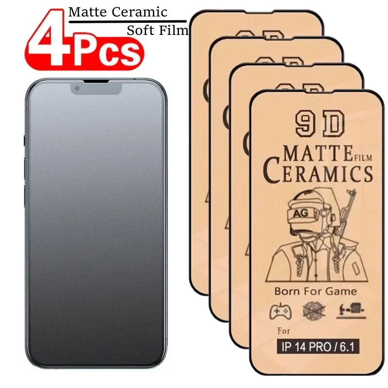 MatteGuard iPhone Screen Protectors - 4Pcs Soft Matte Ceramic Films