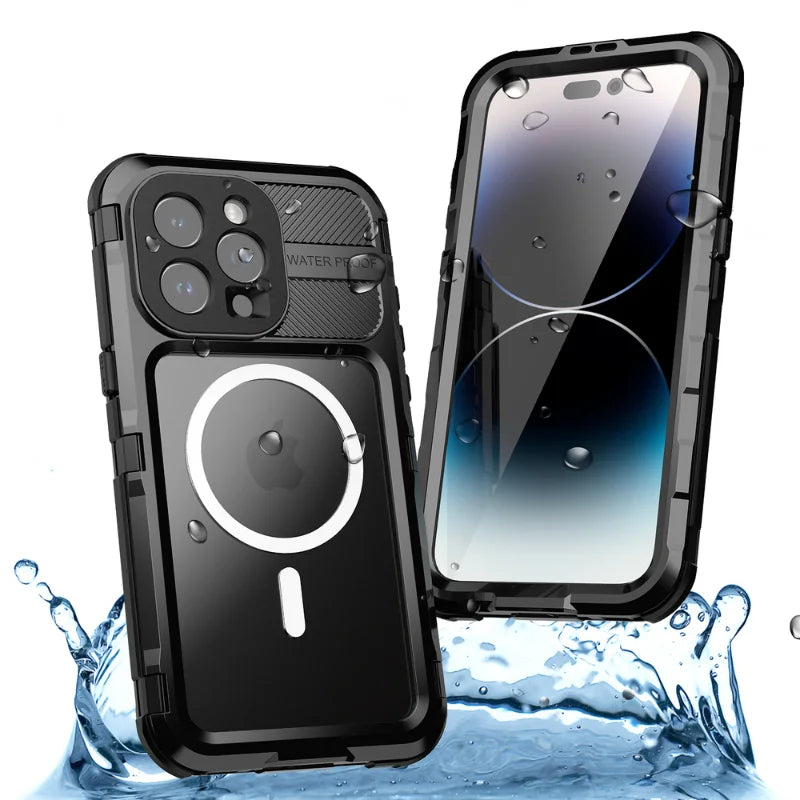 TitanGuard Pro - Metall-Telefonhülle mit Rundumschutz für iPhone 15 Pro Max und 15 Plus