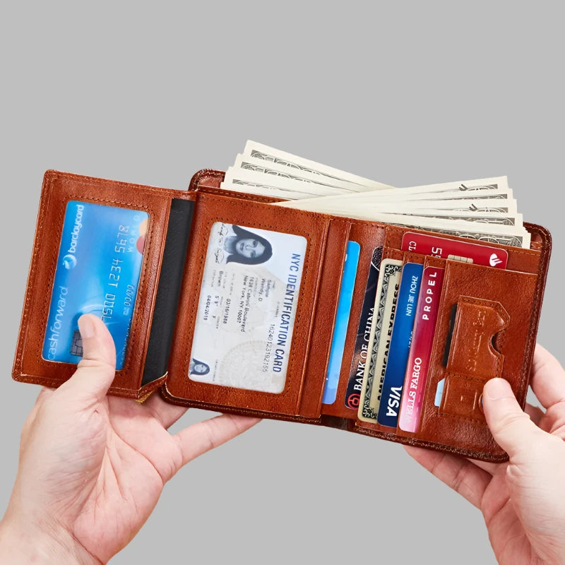 RFID Protected Slim Leather Wallet for Men