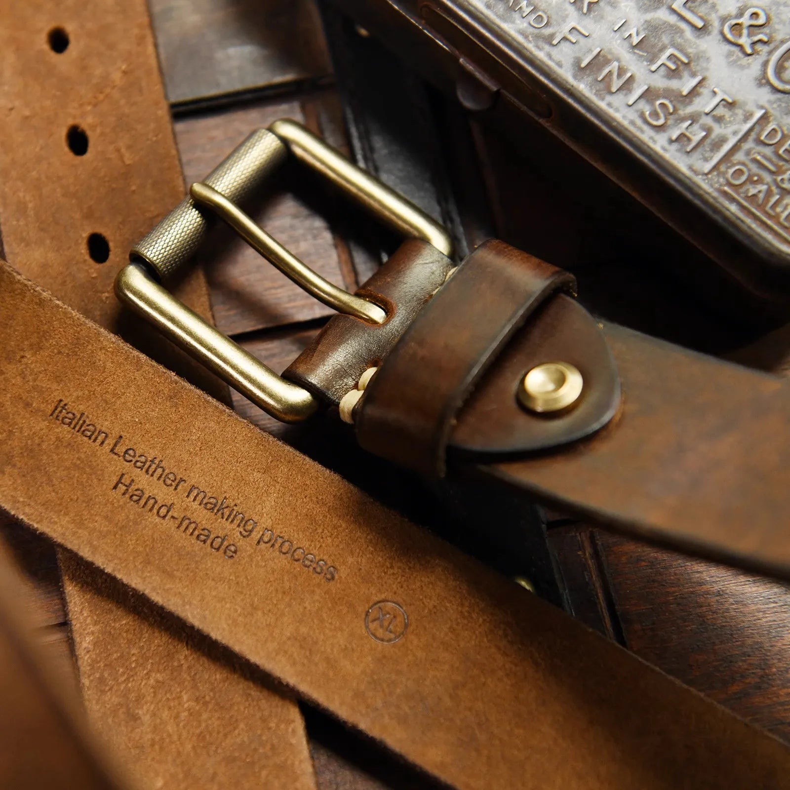 4cm Vintage Brass Buckle Leather Belt: American Made, Full-Grain Cowhide