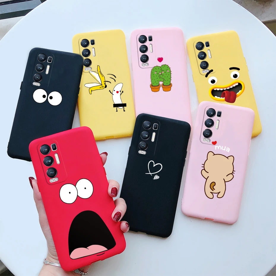 OPPO Find X3 Neo Funda de silicona con dibujos animados de gato lindo