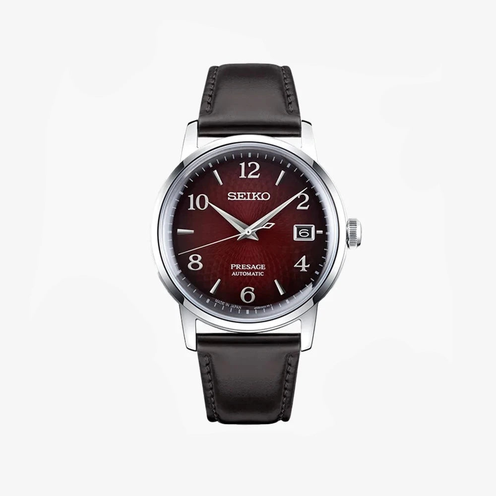 Seiko Presage Leather Strap Mechanical Watch for Men