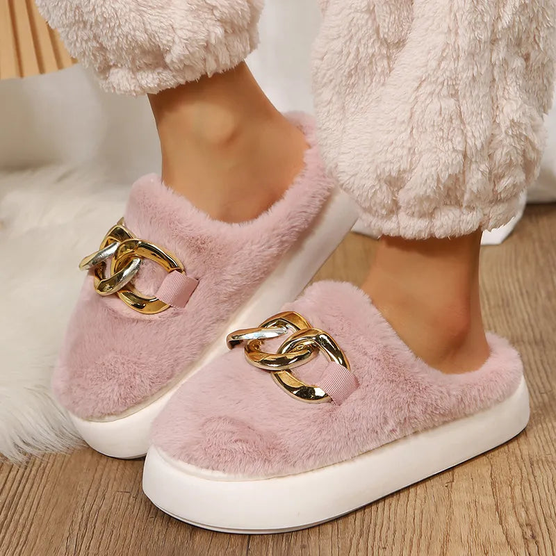 GlamourGlide Crystal-Covered Winter Slippers - VeridexMarket