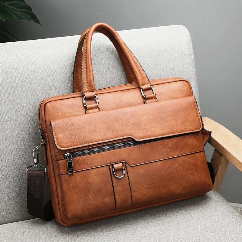Executive Elegance: Premier 14-Inch PU Leather Business Briefcase