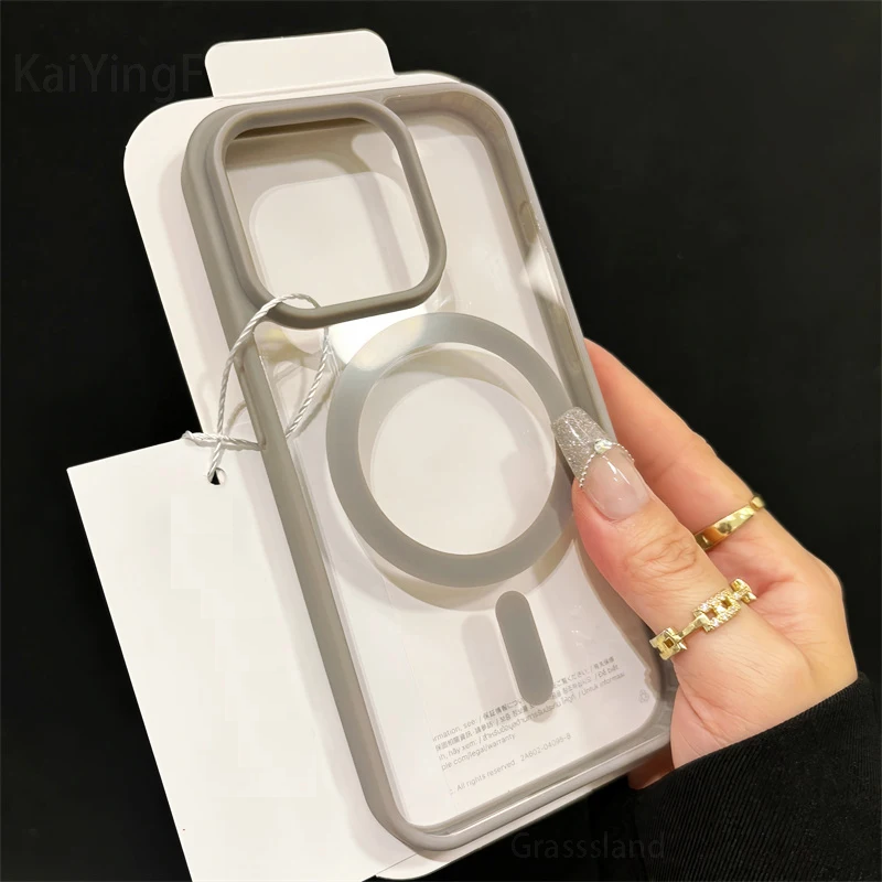 Funda transparente MagSafe premium para iPhone: resistente al polvo y antideslizante