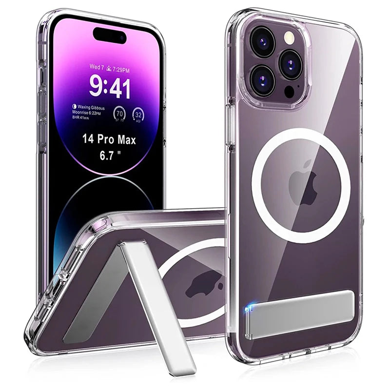 ClearView Magnetic Phone Case with Kickstand for iPhone