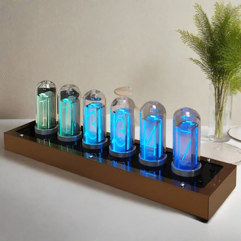 Retro LuminoVA Tube Clock - Digital LED Luxury Desktop Lamp
