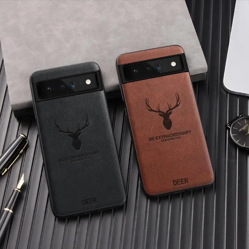 Vintage Elk Deer Head Leather Phone Case for Google Pixel