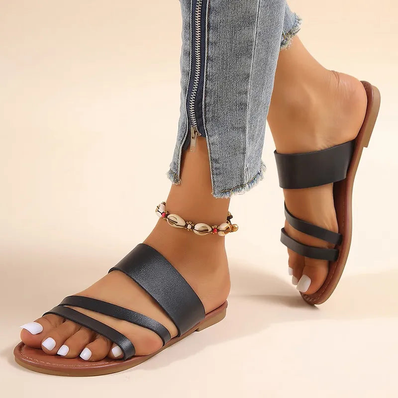 Barefoot Bliss: Summer Flat Heel Beach Sandals for Women