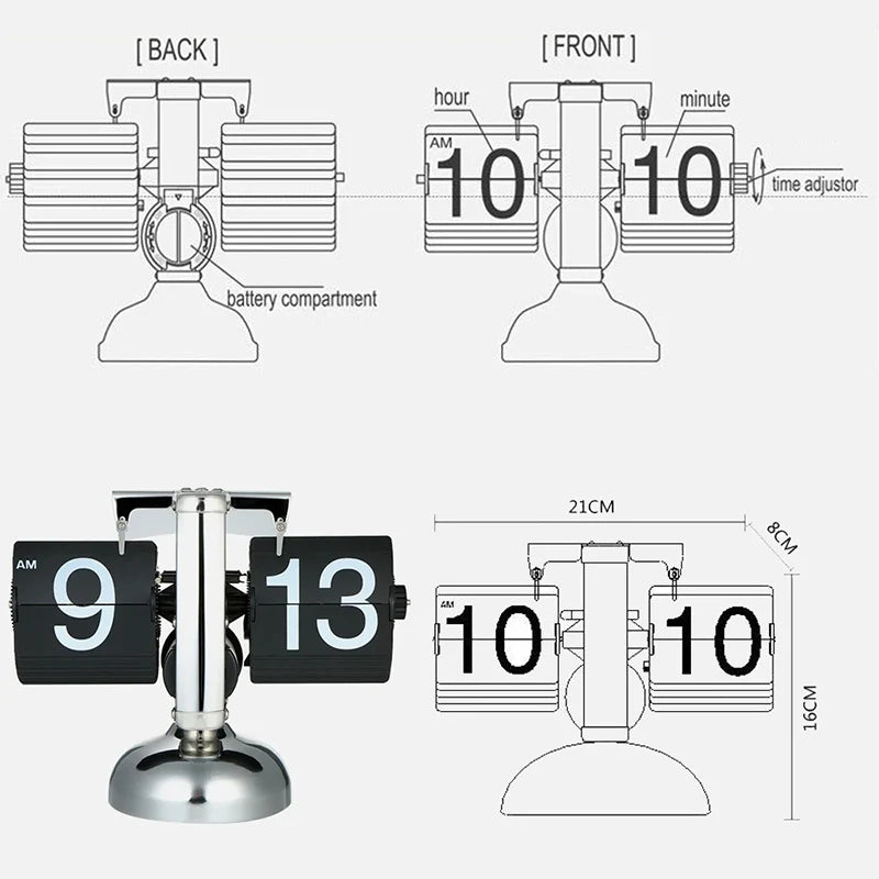 RetroGlam Flip Down Table Clock