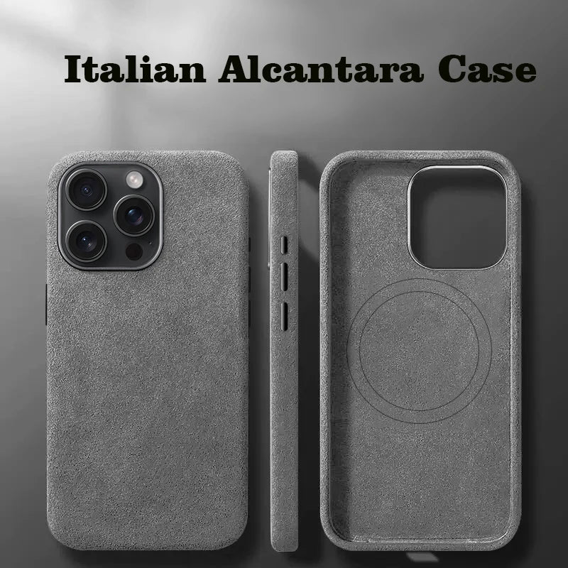 LuxuryMag AlcantaraShield for iPhone 15 Pro Max - Elegant Magnetic Phone Case