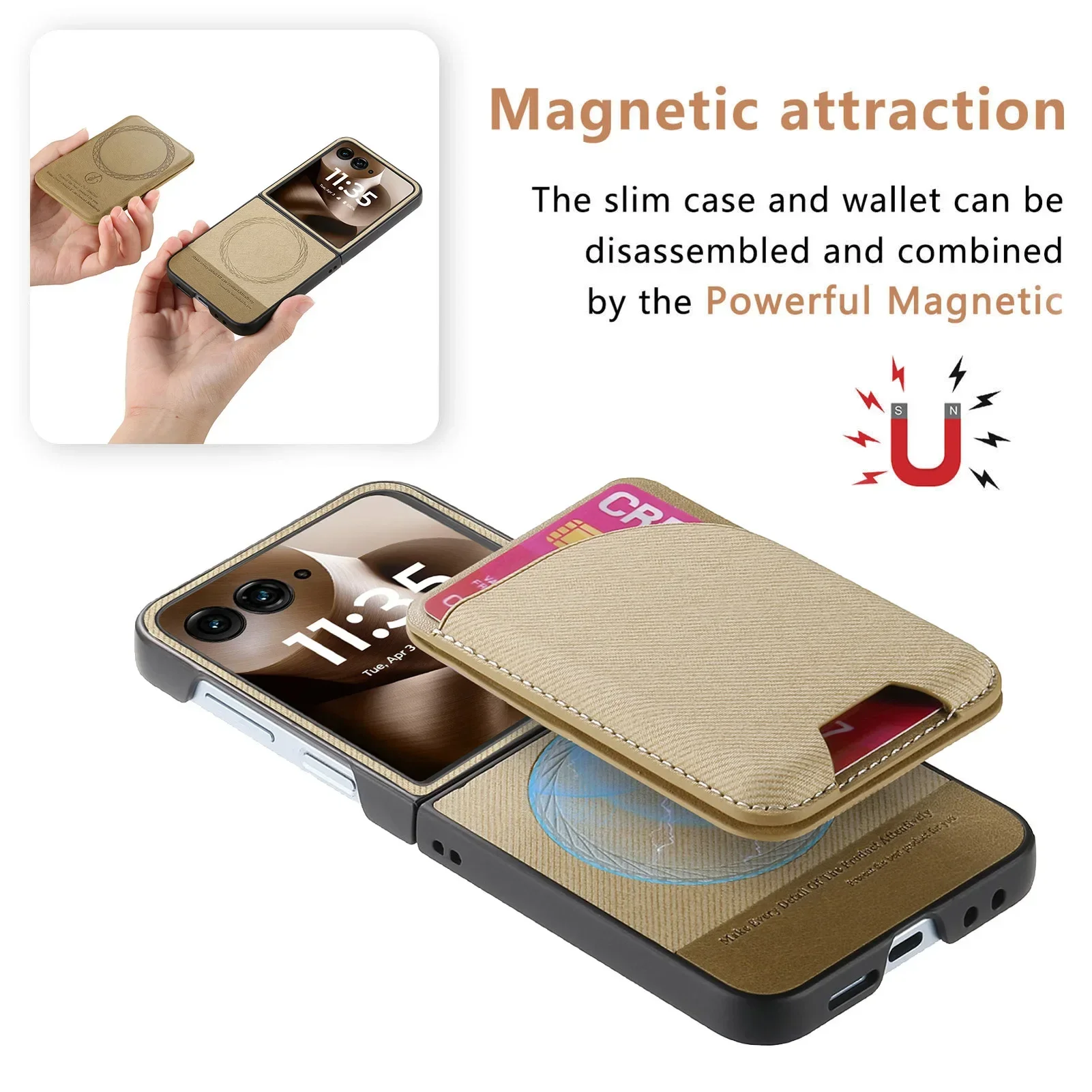 VeridexMarket Leather Wallet Case for Motorola Razr 60 50 40 Ultra 3