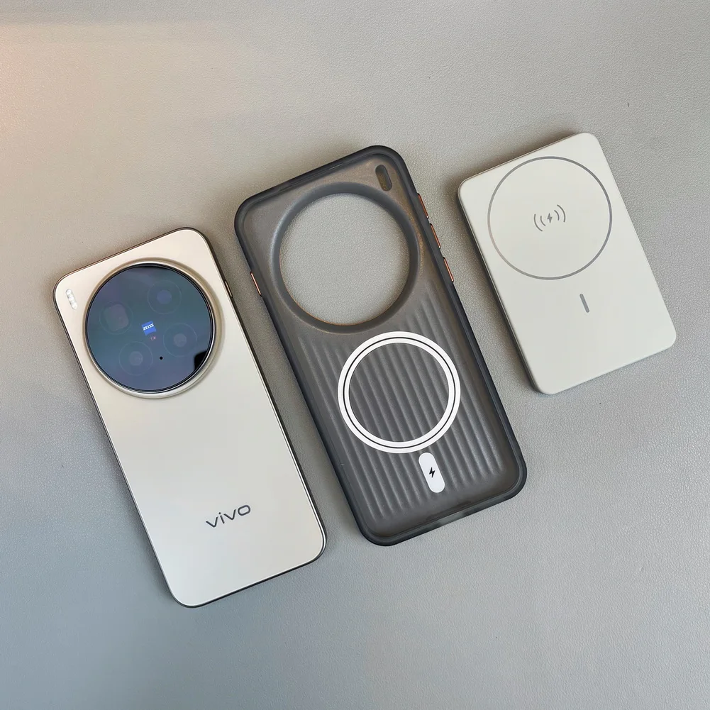 Leather Patchwork MagSafe Case for Vivo X300 Pro | Magnetic Ring Lens Cover 4