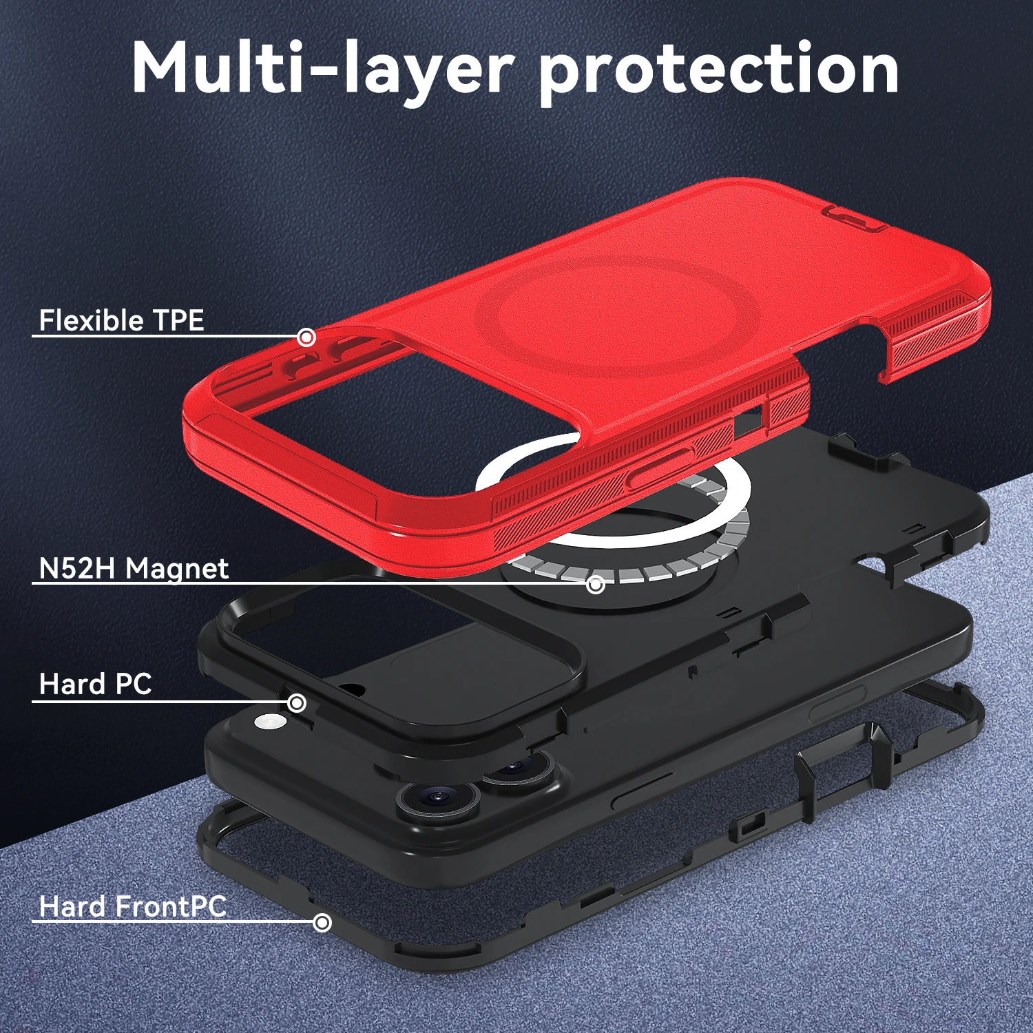 Armor Shockproof MagSafe Magnetic Case for iPhone 11–17 Pro Max | PC + TPU Wireless Charging Cover 3