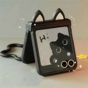 Veridexmarket Cute Cat Ears Phone Case for Motorola Razr, Galaxy Z Flip & Xiaomi Mix Flip 1