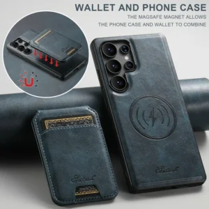 Detachable Magnetic Leather Wallet Case for Samsung Galaxy – 2-in-1 Card Holder · Shockproof · Wireless Charging Support 1