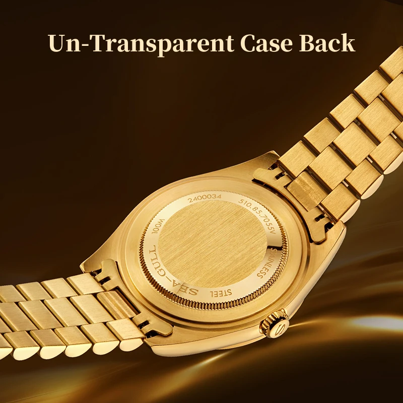 Sea-Gull Oriente Series Gold Couple Automatic Watch – Sapphire Crystal · Diamond Accents · 10BAR Waterproof 2