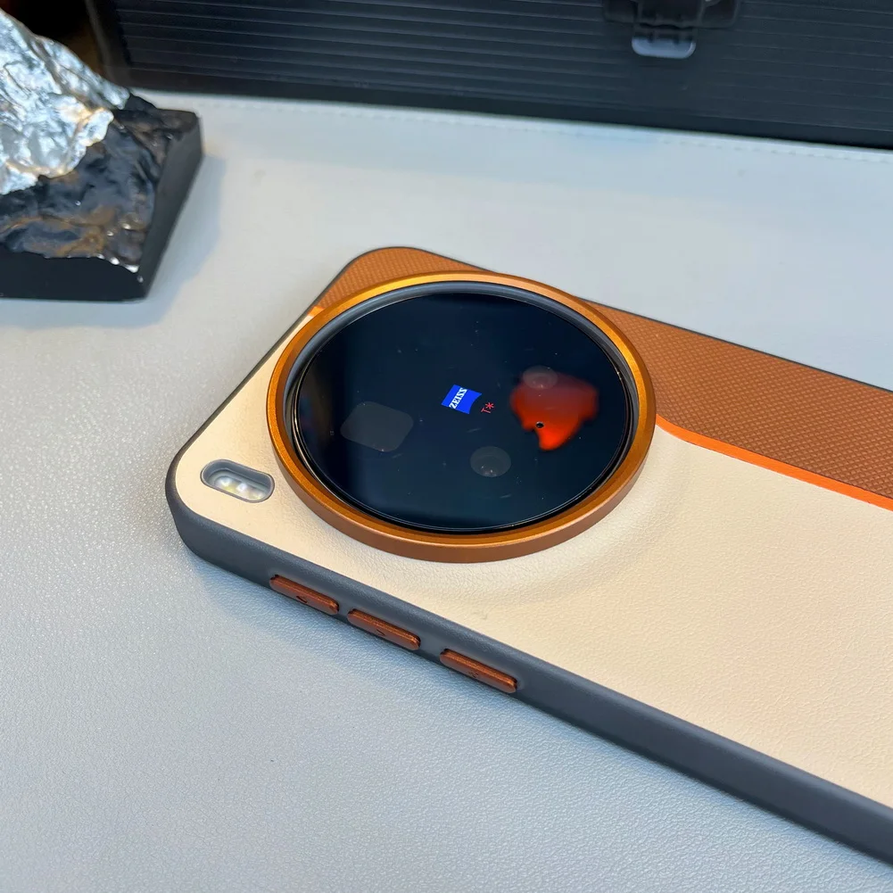 Leather Patchwork MagSafe Case for Vivo X300 Pro | Magnetic Ring Lens Cover 6