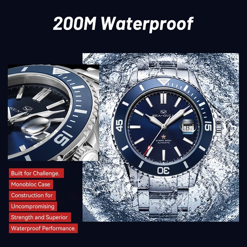 Seagull Ocean Series 44mm Automatic Diver Watch | 200M Waterproof Sapphire – Men’s Luxury 6