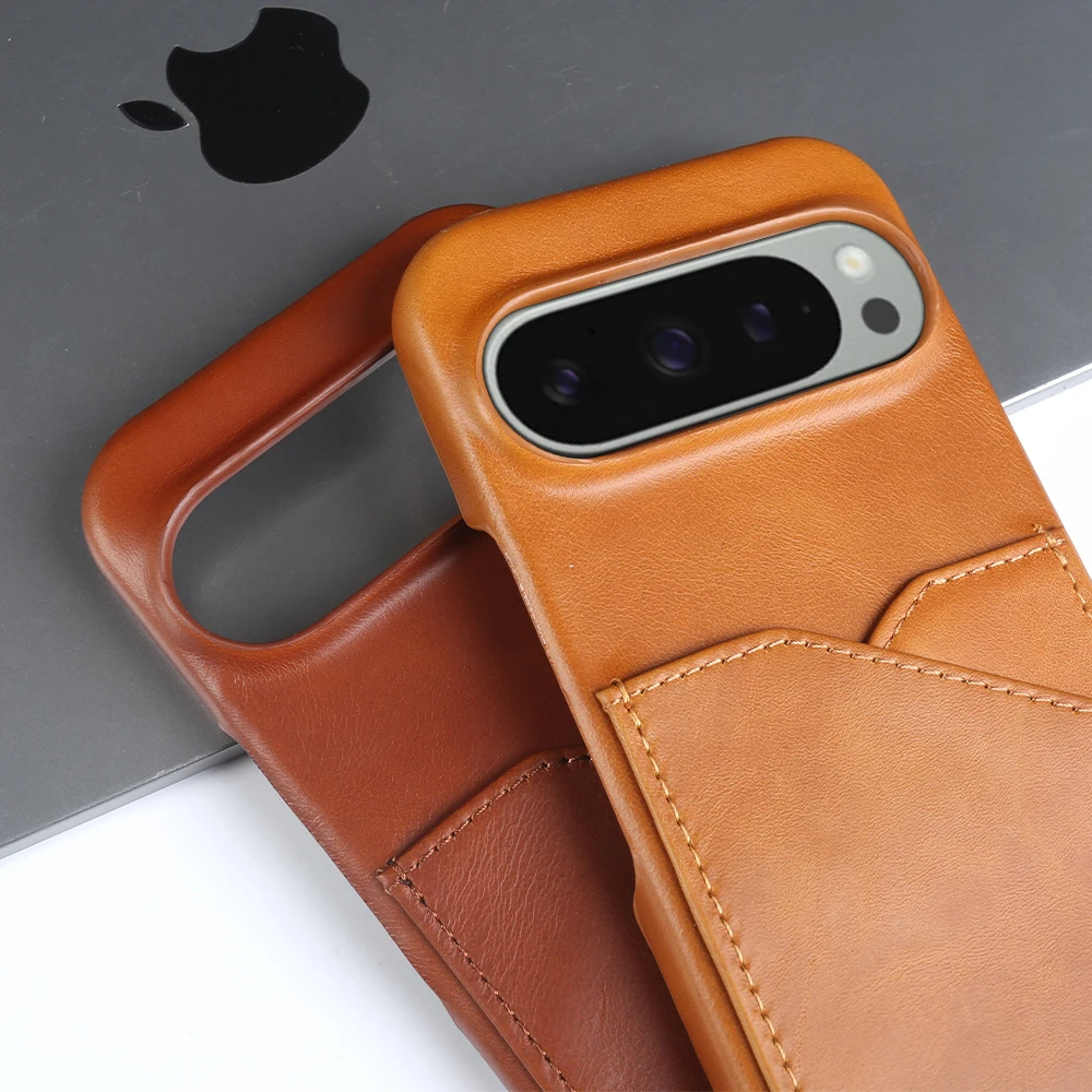 Premium Genuine Leather Card Slot Case for Google Pixel 10 Pro, 9 Pro, 8, 7 & 6 Series - Vintage Phone Back Cover 4