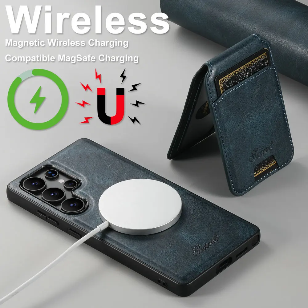 Detachable Magnetic Leather Wallet Case for Samsung Galaxy – 2-in-1 Card Holder · Shockproof · Wireless Charging Support 3
