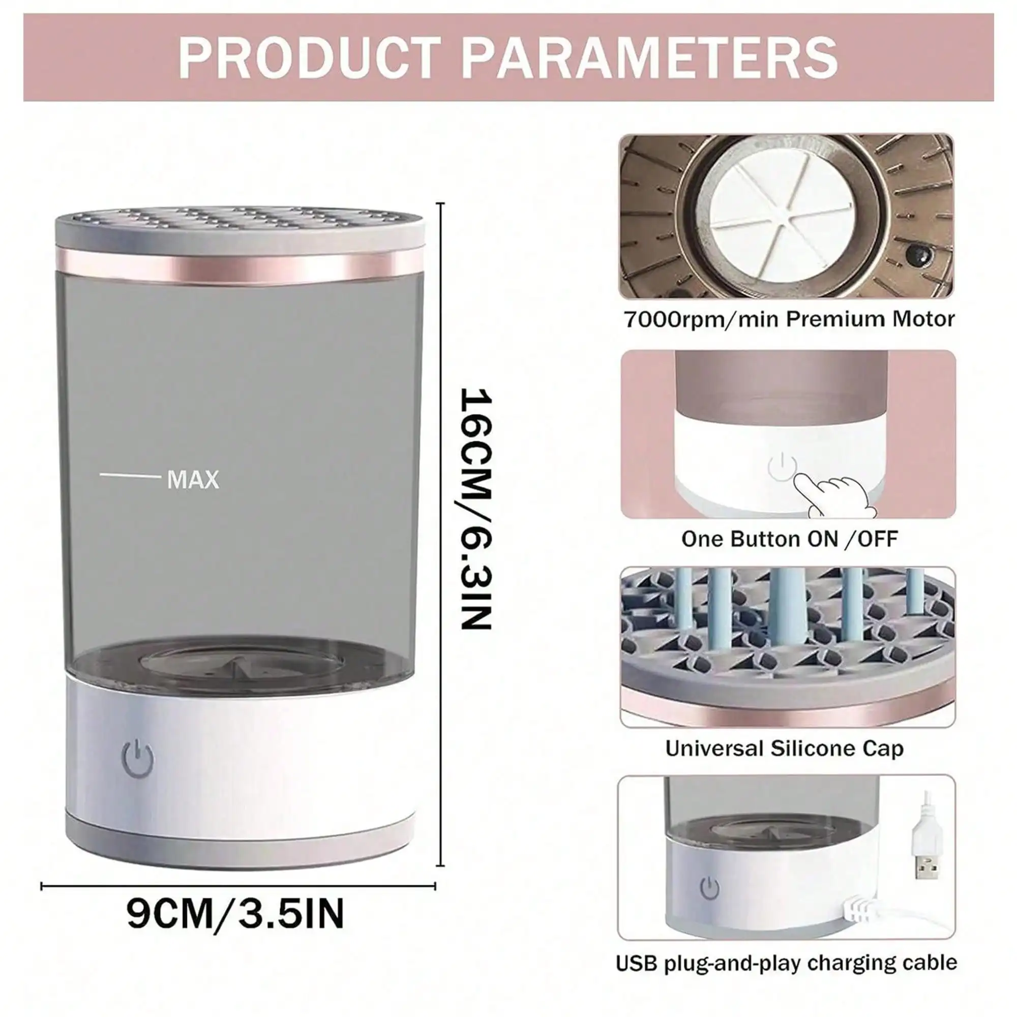 VeridexMarket Automatic Electric Makeup Brush Cleaner Machine | Brush Sanitizer 6