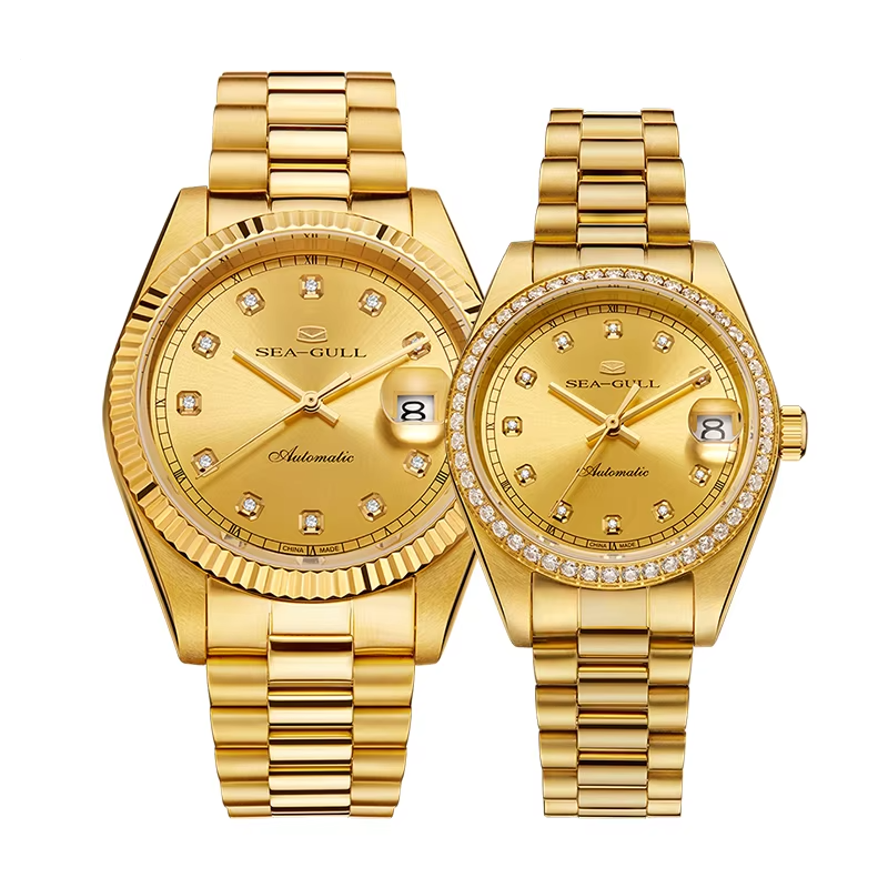 Sea-Gull Oriente Series Gold Couple Automatic Watch – Sapphire Crystal · Diamond Accents · 10BAR Waterproof