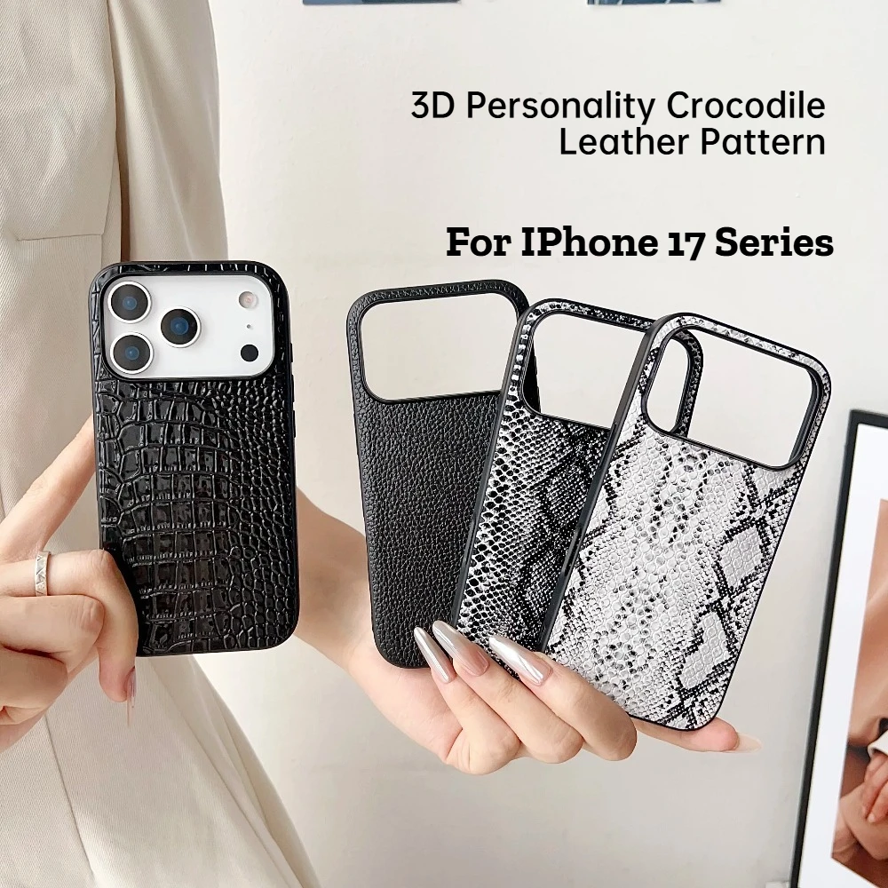 VeridexMarket Snake Lichi Leopard Print PU Leather Case for iPhone 17 Air / 16 / 15 / 14 Pro Max – Luxury Shockproof Back Cover 2