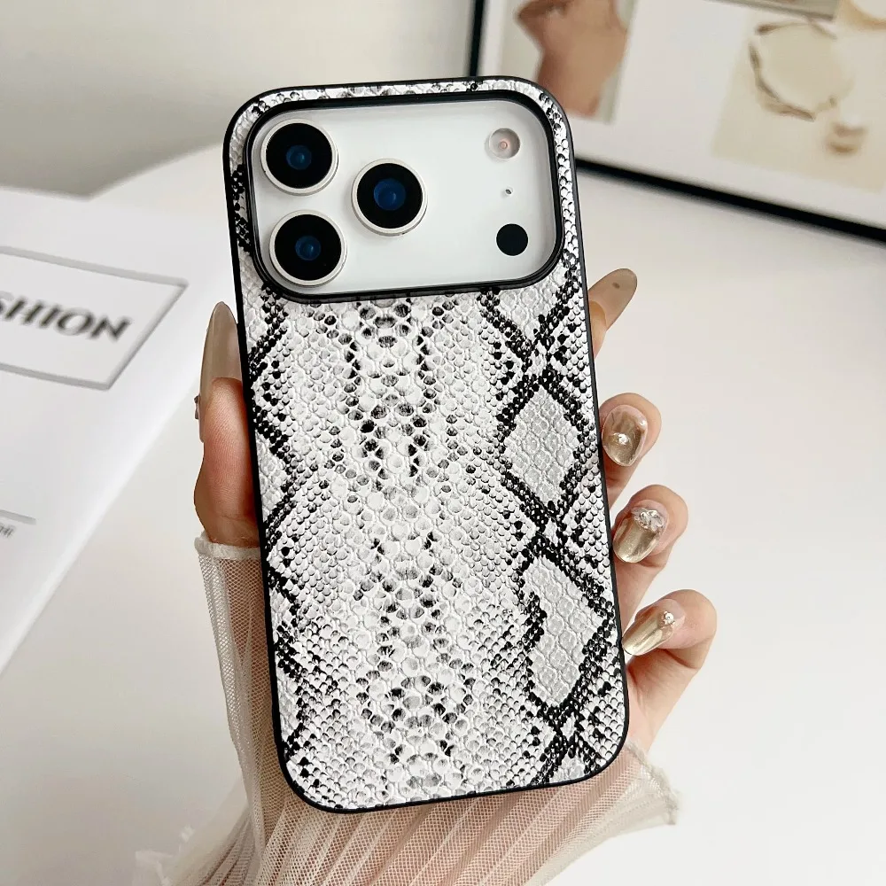 VeridexMarket Snake Lichi Leopard Print PU Leather Case for iPhone 17 Air / 16 / 15 / 14 Pro Max – Luxury Shockproof Back Cover 5